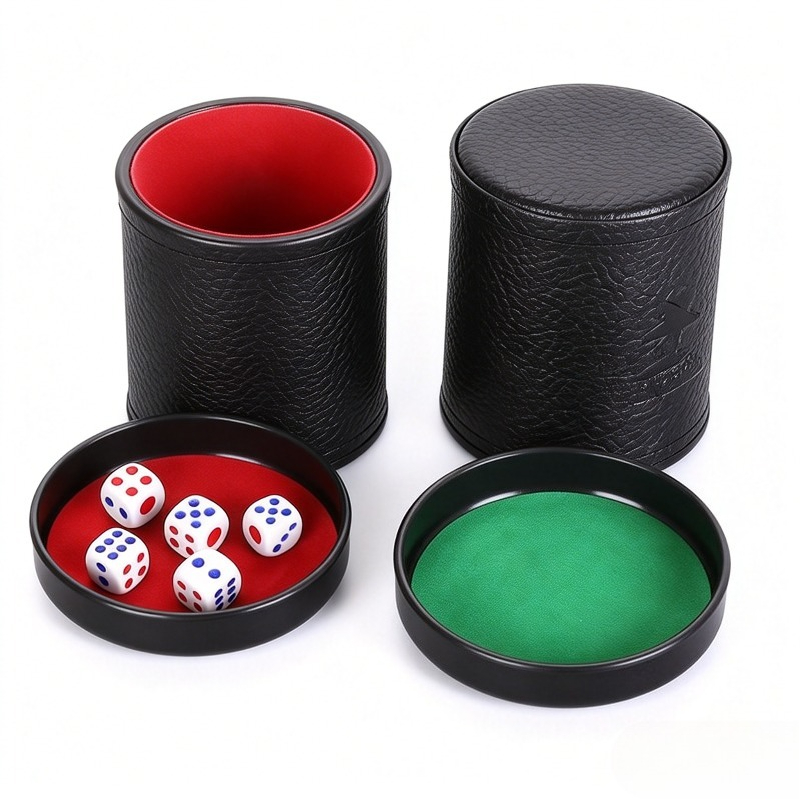 Board Game Yahtzee - Turuncu Yeşil Kırmızı Deri Kapaklı Zar