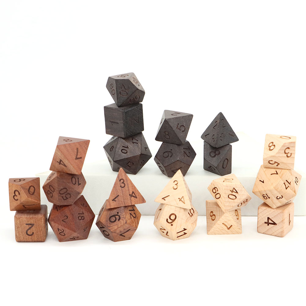 Board Game Roleplay - 7 adet/takım ahşap zar d4-d20 çokyüzlü