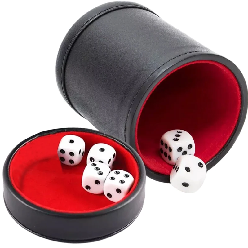 Board Game Yahtzee - Kapaklı Deri Zar Kabı, Yeşil Kırmızı