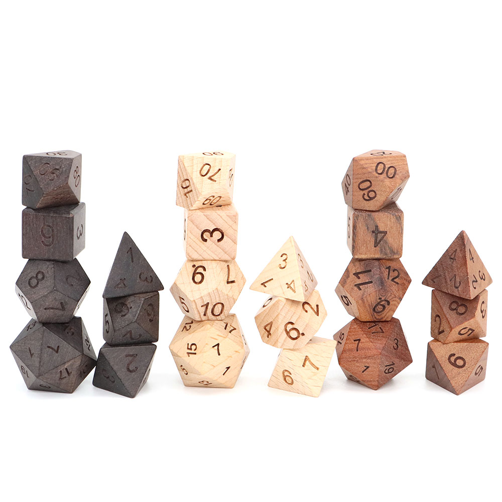 7 adet/takım ahşap zar d4-d20  - Board Game Roleplay incelemesi ve fiyatı