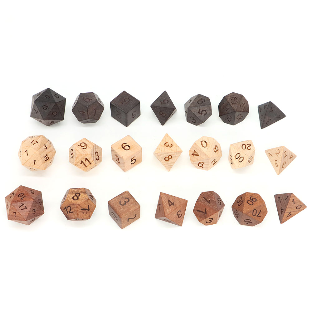 7 adet/takım ahşap zar d4-d20  - Board Game Roleplay incelemesi ve fiyatı